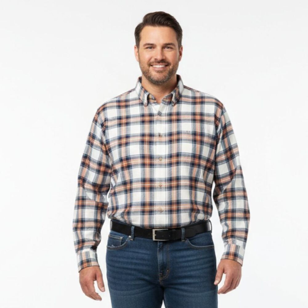 Izod Men's Flannel Long Sleeve Button Up & Down Checks Plaid Shirt 2XLT